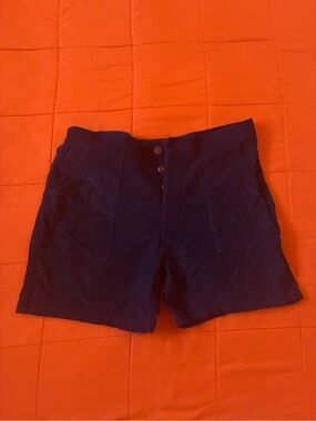 Birdwell Beach Britches Navy  Blue Corduroy Casual Shorts Button Pockets 34
